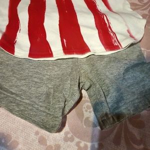 Girls 7/8 red white blue tank and shorts